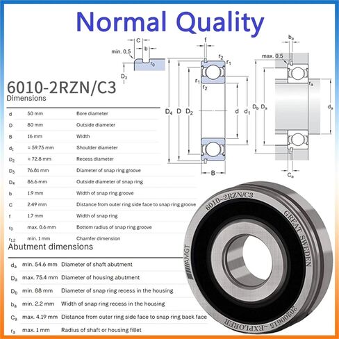 1Pcs Bearing 6010 6010-2RS 6010-2Z 6010-2ZN 6010NR 6010-2RSNR Deep Groove Ball Bearing(6010C3) in Saudi Arabia