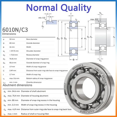 1Pcs Bearing 6010 6010-2RS 6010-2Z 6010-2ZN 6010NR 6010-2RSNR Deep Groove Ball Bearing(6010C3) in Saudi Arabia