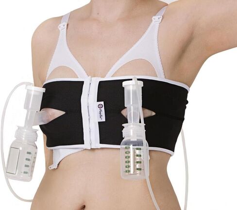 Snugabell PumpEase Hands-Free Breast Pumping Bra - Adjustable Spandex Bustier Supports 2 Breast Pumping Bottles in Saudi Arabia