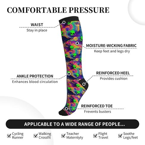 Compression Socks for Women Men Knee High Support Circulation Stockings for Athletic Running Cycling Flying in Saudi Arabia