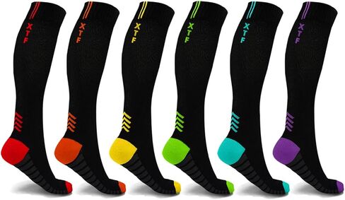 جوارب الضغط الشديدة في الركبة عالية - مصنوعة للركض وألعاب القوى والحمل - 6 زوج in Kuwait