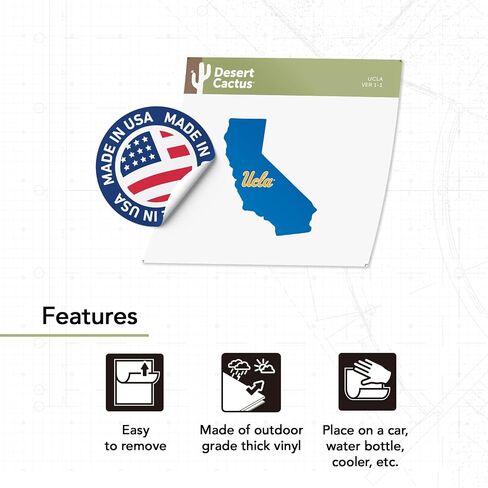 Desert Cactus University of California Los Angeles Sticker UCLA Bruins Vinyl Secal Lapop Botto Dock in Saudi Arabia