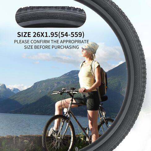 24/26x1.95 Mountain Bike tire, Folding Replacement Bicycle Tires with Tire Levers and Tire Tubes, 24''/26'' Mountain Bicycle Tire for MTB Off-Road Bicycle in Kuwait