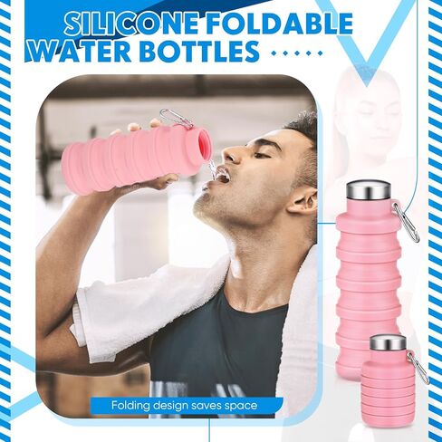 Baderke Collapsible Water Bottles 17oz Travel Sports Portable Water Bottle with Portable Buckle Silicone Lightweight Reusable Leakproof for Camping Hiking Yoga Outdoor(Green) in Saudi Arabia