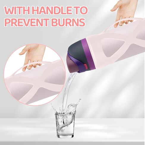 حذاء السيليكون مع مقبض متوافق مع زجاجة ماء Owalla 24 أوقية ، من السهل السيطرة على غطاء الأكمام ، زجاجة ماء من السيليكون ملمس بالكامل متوافق مع Owala Freesip (وردي) in Kuwait