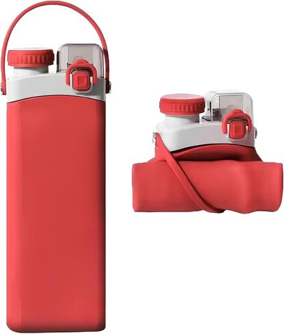 Water Bottles with 600ml(20oz),BPA Free Water Bottle, with Handle for Carrying, Collapsible Water Bottles for Traveling Camping Hiking (black) in Saudi Arabia