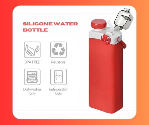 Water Bottles with 600ml(20oz),BPA Free Water Bottle, with Handle for Carrying, Collapsible Water Bottles for Traveling Camping Hiking (black) in Saudi Arabia