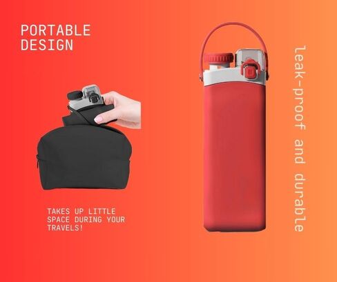Water Bottles with 600ml(20oz),BPA Free Water Bottle, with Handle for Carrying, Collapsible Water Bottles for Traveling Camping Hiking (black) in Saudi Arabia