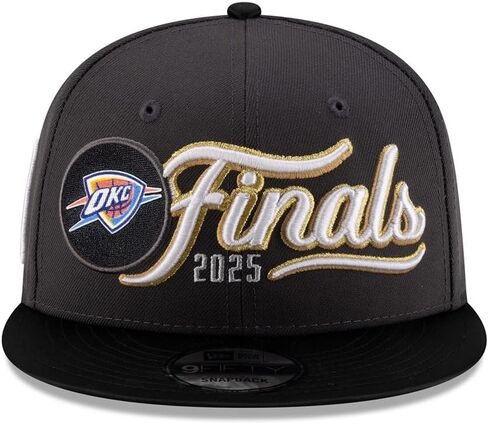 New Era OKC Oklahoma City Thunder 9FIFTY 2025 Western Conference Champions Locker Room Snapback Cap, Adjustable Hat Dark Grey in Saudi Arabia