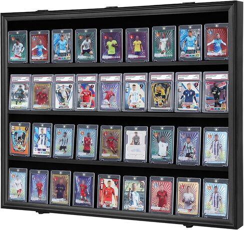 Baseball Card Display Case, Wooden Wall Cabinet with 36 Card Slots, with UV Protection Used for Displaying Graded Sports Cards of Football,Basketball,Soccer and Hockey. in Kuwait