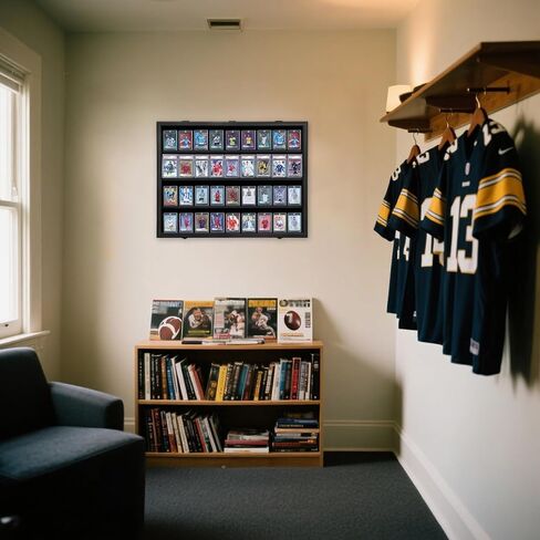Baseball Card Display Case, Wooden Wall Cabinet with 36 Card Slots, with UV Protection Used for Displaying Graded Sports Cards of Football,Basketball,Soccer and Hockey. in Kuwait