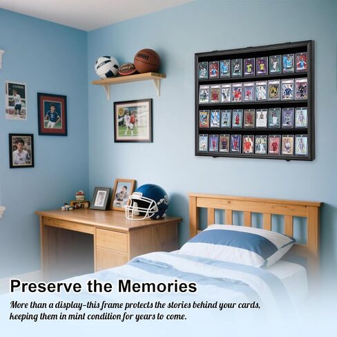 Baseball Card Display Case, Wooden Wall Cabinet with 36 Card Slots, with UV Protection Used for Displaying Graded Sports Cards of Football,Basketball,Soccer and Hockey. in Kuwait
