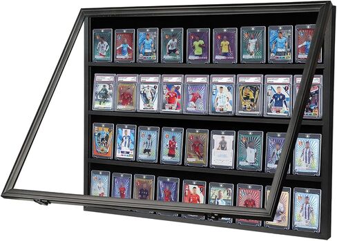 Baseball Card Display Case, Wooden Wall Cabinet with 36 Card Slots, with UV Protection Used for Displaying Graded Sports Cards of Football,Basketball,Soccer and Hockey. in Kuwait