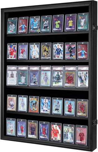 علبة عرض بطاقة البيسبول ، خزانة حائط خشبية مع 36 فتحة بطاقة ، مع حماية للأشعة فوق البنفسجية تستخدم لعرض البطاقات الرياضية المتدرجة لكرة القدم وكرة السلة وكرة القدم والهوكي. in Kuwait