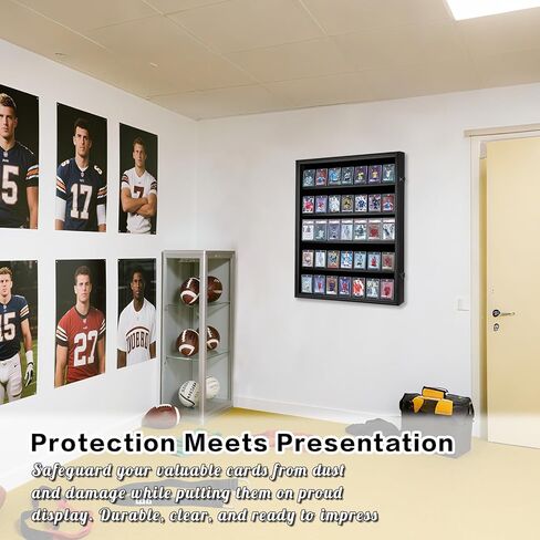 علبة عرض بطاقة البيسبول ، خزانة حائط خشبية مع 36 فتحة بطاقة ، مع حماية للأشعة فوق البنفسجية تستخدم لعرض البطاقات الرياضية المتدرجة لكرة القدم وكرة السلة وكرة القدم والهوكي. in Kuwait