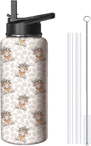 18oz Bee Water Bottle with Handle and Flip Straw, Animal Sports Stainless Steel Insulated Cup Travel Coffee Mug Tumbler, Birthday Mothers Day Chritmas Gifts for Women in Saudi Arabia
