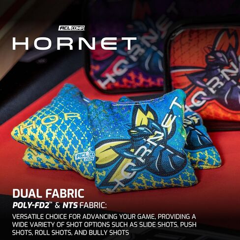 أكياس ACL® Comp Hornet Cornhole - مرخص رسميًا - نسيج مزدوج - 94 تصنيف سريع - 62 تصنيفًا بطيئًا - حشو بيليه مقاوم للطقس - قضية حمل متميزة in Saudi Arabia