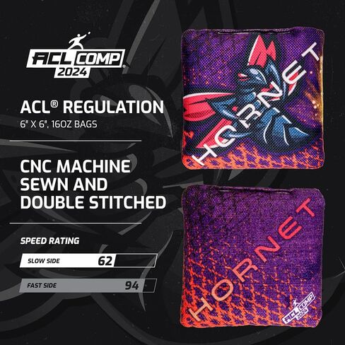 أكياس ACL® Comp Hornet Cornhole - مرخص رسميًا - نسيج مزدوج - 94 تصنيف سريع - 62 تصنيفًا بطيئًا - حشو بيليه مقاوم للطقس - قضية حمل متميزة in Saudi Arabia