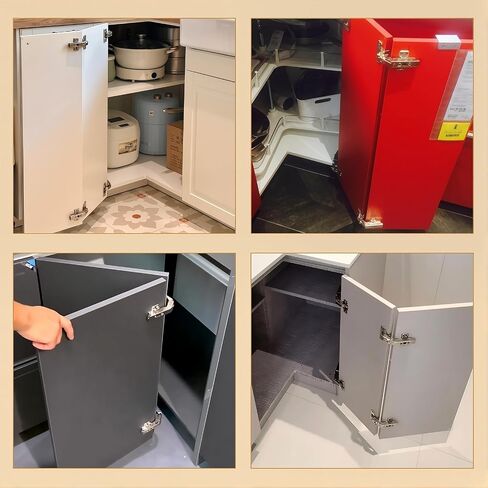 Royxtz 4pack 2pair 135 ° Lazy Susan Hinge ، تراكب كامل مخبأ لأجهزة استبدال خزانة المطبخ الزاوية ، خزانة ، باب طي in Kuwait