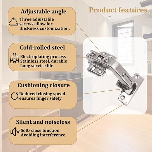 Royxtz 4pack 2pair 135 ° Lazy Susan Hinge ، تراكب كامل مخبأ لأجهزة استبدال خزانة المطبخ الزاوية ، خزانة ، باب طي in Kuwait