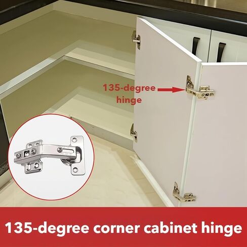 Royxtz 4pack 2pair 135 ° Lazy Susan Hinge ، تراكب كامل مخبأ لأجهزة استبدال خزانة المطبخ الزاوية ، خزانة ، باب طي in Kuwait