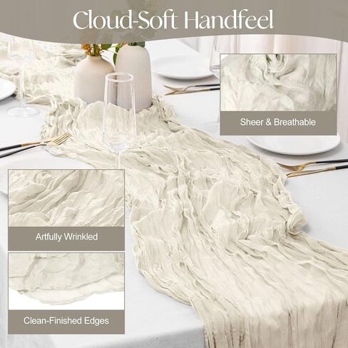 2 PCS Sage Green CheesectOmloth Table Runner - 120 inch 10ft Boho Rustic Gauze Cheese Cloth Table Decor in Saudi Arabia