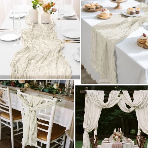 2 PCS Sage Green CheesectOmloth Table Runner - 120 inch 10ft Boho Rustic Gauze Cheese Cloth Table Decor in Saudi Arabia