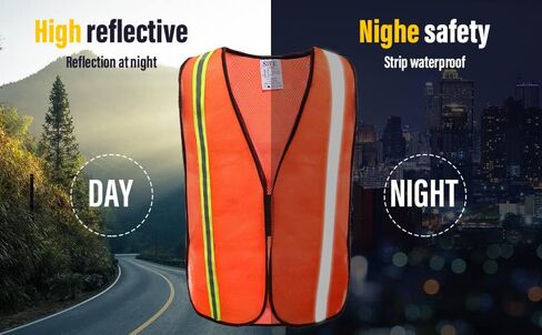 SIFE 10 Pack High Visibility Reflective Safety Vest,Made from Breathable and Neon Orange Mesh Fabric with Stretchable design,light weight for Man and Woman(Orange, 10 pack) in Saudi Arabia