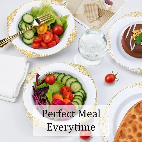 Nervure 50 Pack Plans Plans Bowls with Gold Rim - 12oz الأوعية الحساء التي يمكن التخلص منها - وعاء حلوى شاق ، وعاء السلطة مثالي لحفلات الزفاف والحفلات وعيد الأب والاستخدام اليومي in Kuwait