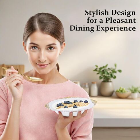 Nervure 50 Pack Plans Plans Bowls with Gold Rim - 12oz الأوعية الحساء التي يمكن التخلص منها - وعاء حلوى شاق ، وعاء السلطة مثالي لحفلات الزفاف والحفلات وعيد الأب والاستخدام اليومي in Kuwait