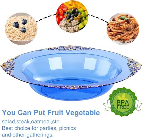 Nervure 50 Pack Plans Plans Bowls with Gold Rim - 12oz الأوعية الحساء التي يمكن التخلص منها - وعاء حلوى شاق ، وعاء السلطة مثالي لحفلات الزفاف والحفلات وعيد الأب والاستخدام اليومي in Kuwait