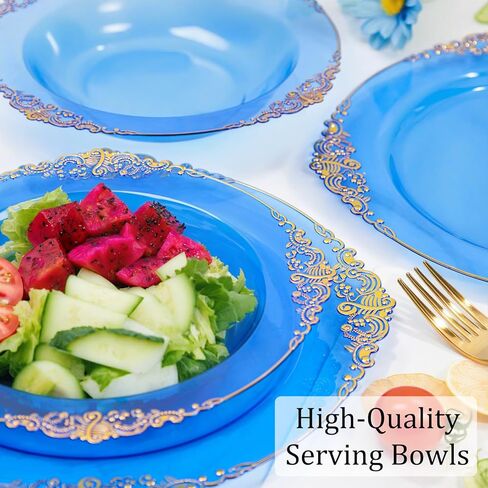 Nervure 50 Pack Plans Plans Bowls with Gold Rim - 12oz الأوعية الحساء التي يمكن التخلص منها - وعاء حلوى شاق ، وعاء السلطة مثالي لحفلات الزفاف والحفلات وعيد الأب والاستخدام اليومي in Kuwait