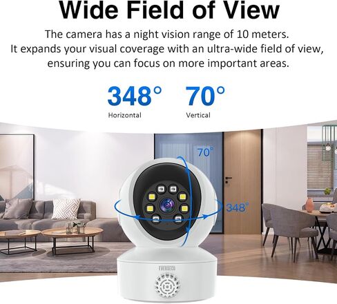 EVERSECU HD 2K 3.0MP WiFi Home Security Camera, Pan/tilt, Humanoid Auto Tracking, 2 Way Audio, Night Vision, Compatible with Alexa, ICSEE Baby Monitor Elder Pet Camera in Saudi Arabia