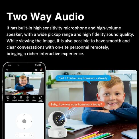 EVERSECU HD 2K 3.0MP WiFi Home Security Camera, Pan/tilt, Humanoid Auto Tracking, 2 Way Audio, Night Vision, Compatible with Alexa, ICSEE Baby Monitor Elder Pet Camera in Saudi Arabia