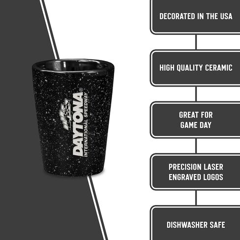 Rico Industries NASCAR RACING اختر سائقك 2oz لقطة سيراميك للمراقبة ، والليزر محفور في الزجاج الملون للفريق in Kuwait