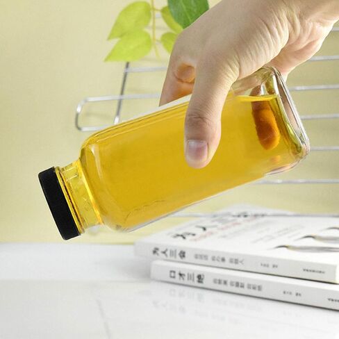 Encheng Vintage Water Bottles ، زجاجات شرب الزجاج 16 أوقية ، مشروب مربع 500 مل مع أغطية للكومبوتشا ، الشاي ، المشروبات الزجاجية محلية الصنع ، عصير الحليب القابل لإعادة الاستخدام. in Kuwait