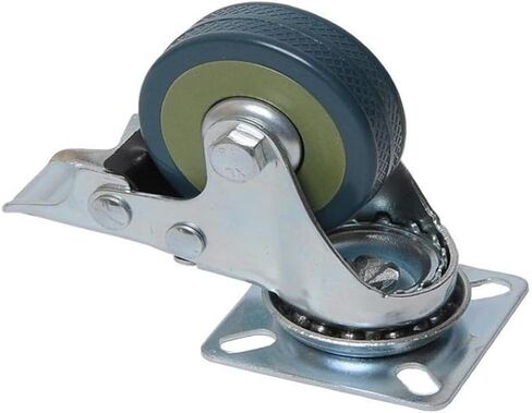 (Pack of 4) 3-inch Gray Rubber Wheel PVC Flat Bottom Universal Industrial Caster Shopping cart with Brakes in Saudi Arabia