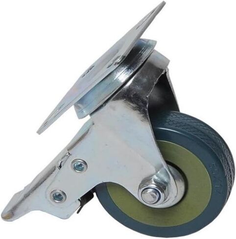 (Pack of 4) 3-inch Gray Rubber Wheel PVC Flat Bottom Universal Industrial Caster Shopping cart with Brakes in Saudi Arabia