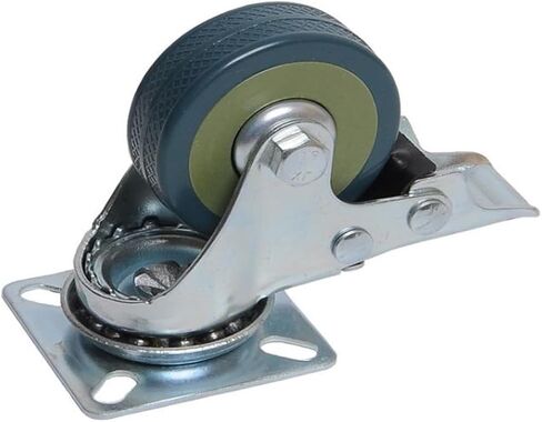 (Pack of 4) 3-inch Gray Rubber Wheel PVC Flat Bottom Universal Industrial Caster Shopping cart with Brakes in Saudi Arabia
