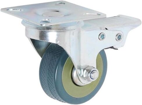 (Pack of 4) 3-inch Gray Rubber Wheel PVC Flat Bottom Universal Industrial Caster Shopping cart with Brakes in Saudi Arabia