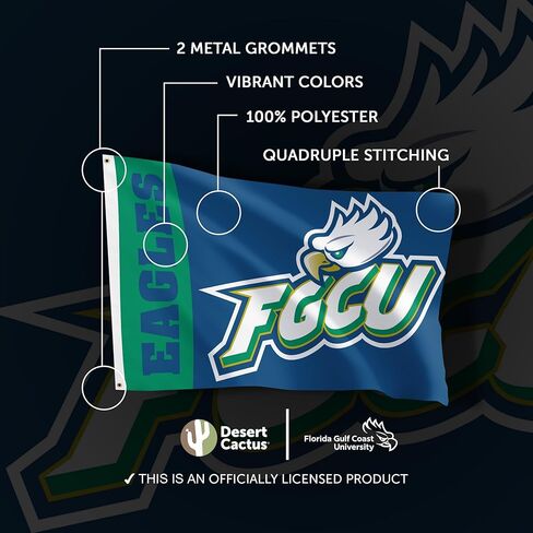 Desert Cactus Florida Gulf Coast University Flag FGCU Eagles Banners 100% Polyester Indoor Outdoor 3x5 feet Flags (Team Name) in Kuwait