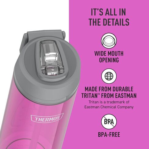 THERMOS ICON SERIES Lightweight Hydration Bottle - Durable Water Bottle Made with Tritan by Eastman with Straw Lid for Quick and Easy Drinking Experience - 26oz, Clear in Saudi Arabia