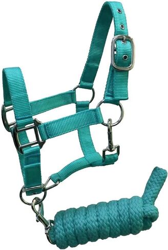 Pony Size Nylon Halter with Removalbe 7' Lead (Teal) in Saudi Arabia