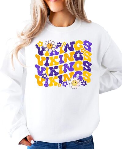 Olive Loves Apple Vikings Team Sweatshirt للنساء والمراهقين والأطفال ذوي الأزهار الرائعة in Saudi Arabia