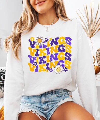 Olive Loves Apple Vikings Team Sweatshirt للنساء والمراهقين والأطفال ذوي الأزهار الرائعة in Saudi Arabia
