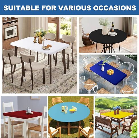 Square Fitted Tablecloth 34x34 Inch-2 Pack Black Card Elastic Spandex Table Cover-Small Stretch Folding Table Cloths Topper Cap for Kitchen Dining Picnic Patio Outdoor Party Tables in Saudi Arabia