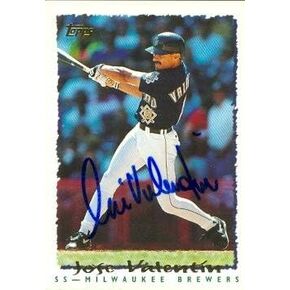 Autograph Warehouse 48255 Jose Valentin Autographed Baseball Card Milwaukee Brewers 1995 Topps No .527 in Kuwait