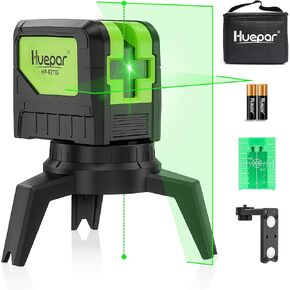 Cross Line Laser Level with 2 Plumb Dots - Huepar M-9211G Green Beam Self Leveling 180-Degree Vertical Line and Horizontal Line with Plumb Points, Multi-Use Self-Leveling Alignment Laser Level in Saudi Arabia