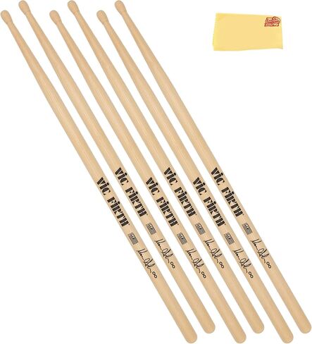 سلسلة توقيع Vic Firth Ash Soan Drumsticks - حزمة 3 عبوات مع قطعة قماش أوستن بازار تلميع in Saudi Arabia
