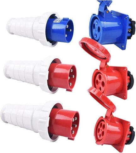 IP67 63A/125A Industrial Plug and Socket 3P/4P/5P Waterproof Electrical Connector Power Connection Industrial Plug 220V 380V 415V(Panle Socket 3P 63A) in Saudi Arabia